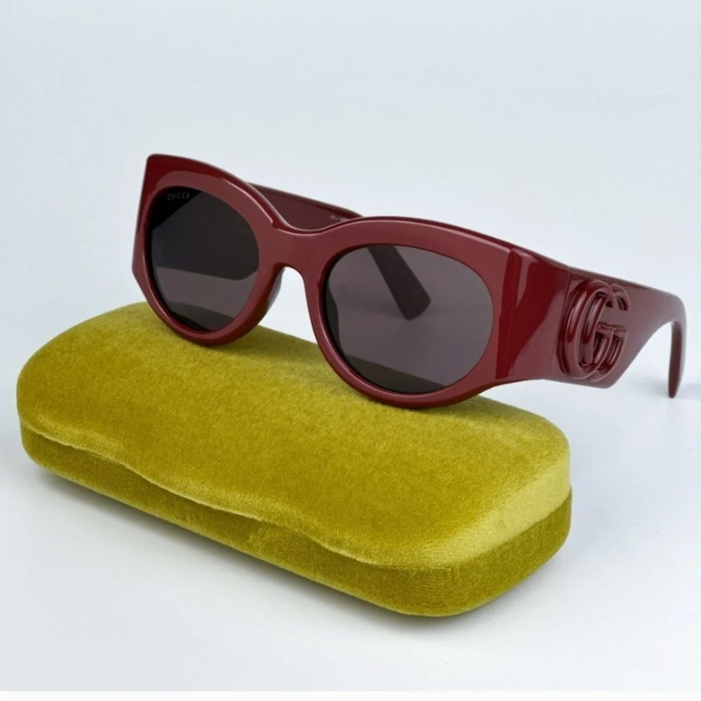 Gucci GG1544S 002 Burgundy Brown Unisex Oval Sunglasses GG 1544S NEW